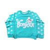 Bonjour Girl's Sweatshirt- Light Blue